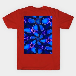 Deep Blue Flower Pattern T-Shirt